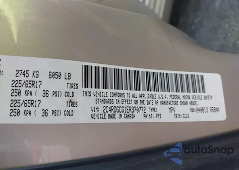 2014 Dodge Grand Caravan Sxt 30Th Anniversary from USA, damaged, VIN 2C4RDGCG1ER370772